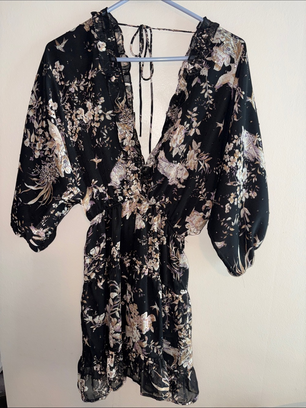 Vici - Floral Tiered Mini Dress with Ruffle V-Neck